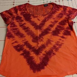 Coral and Maroon Tie Dye Top